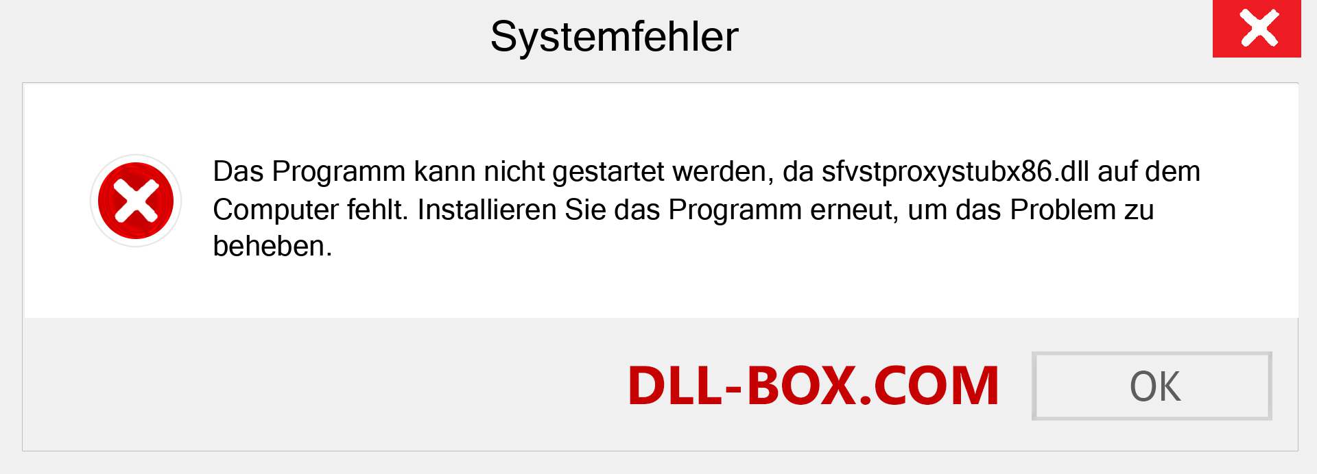 sfvstproxystubx86.dll-Datei fehlt?. Download für Windows 7, 8, 10 - Fix sfvstproxystubx86 dll Missing Error unter Windows, Fotos, Bildern